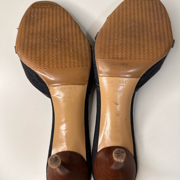 Gucci Bamboo Monigram Slide Sandal Heels - Picture 2 of 3